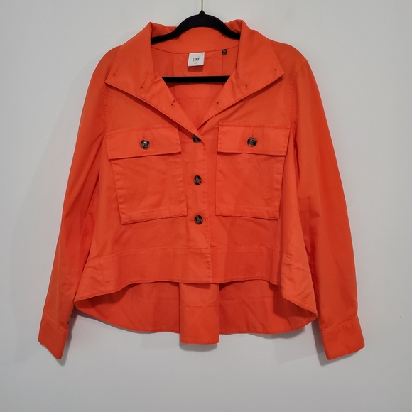 CAbi 5098 Tiger Lily Resort Orange Swing Sailcloth Jacket Soft Size Medium - Picture 1 of 8